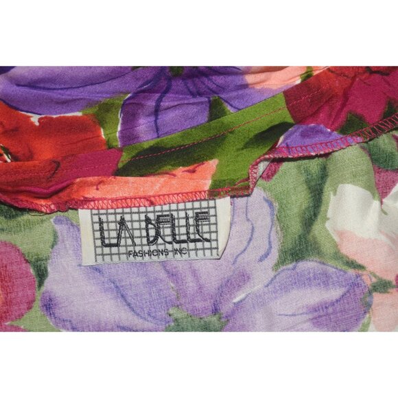 Vintage 80s Rayon wrap Mini Dress Collar Floral Print La Belle S - Picture 5 of 8